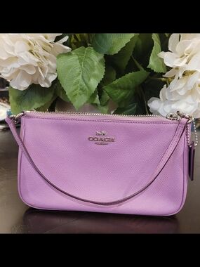 Coach Lavender Pebbled Leather Wristlet